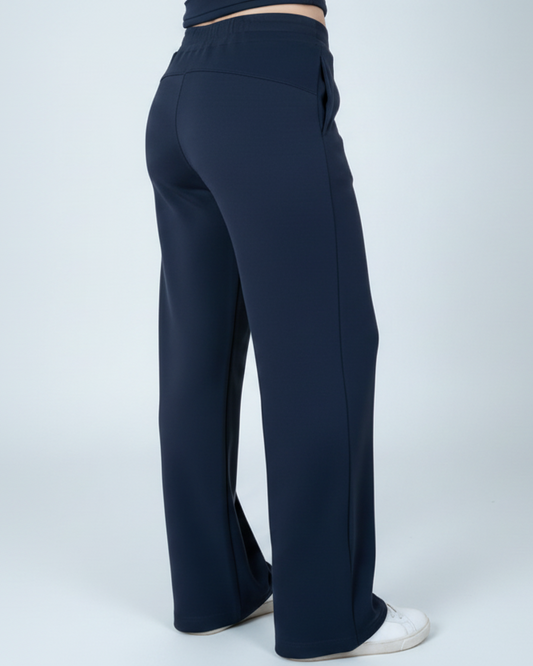 Navy blue pants on a beige background