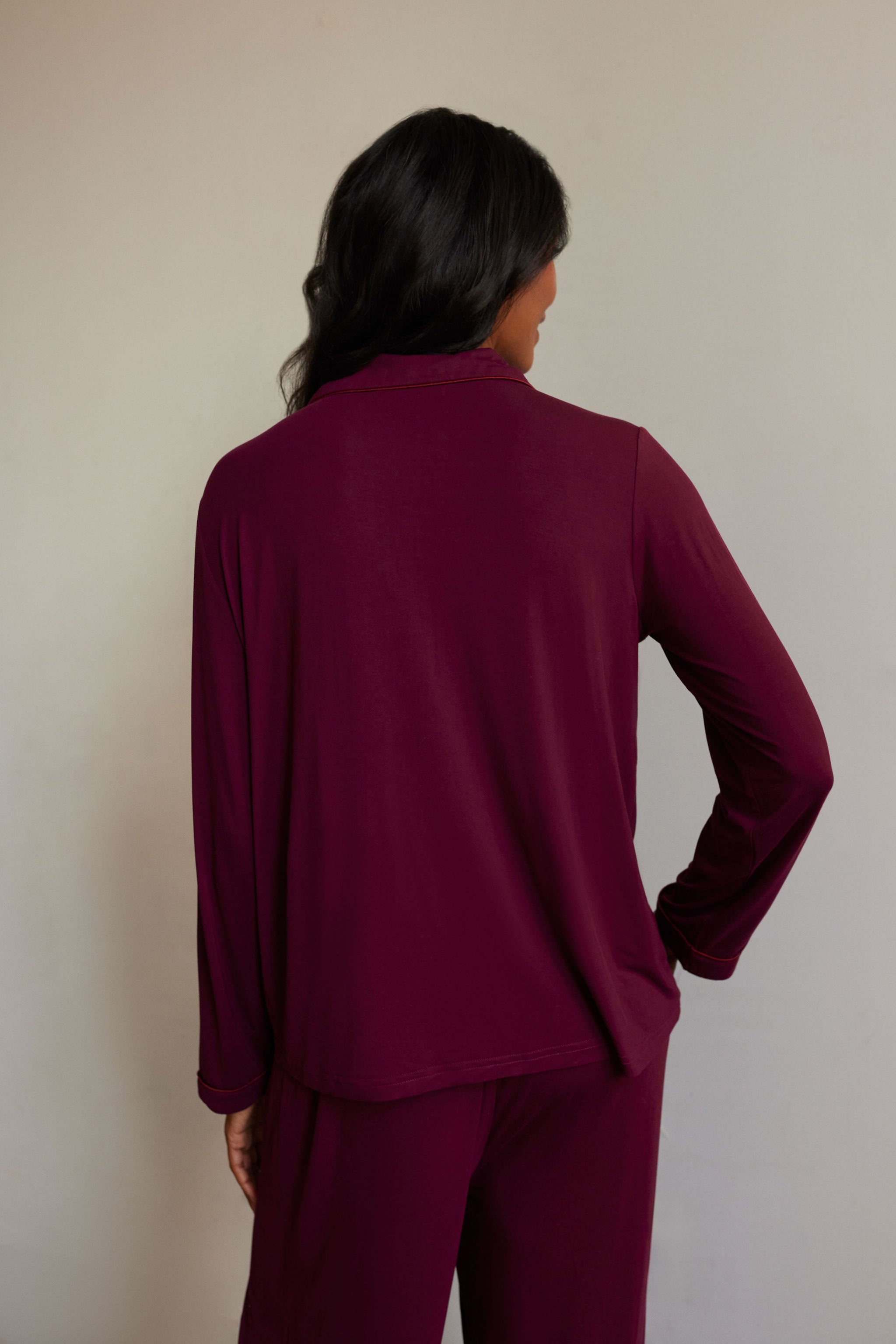 Aerenzo Women's Long Sleeve Button-Down Pajama Set - Soft Modal Lounge Wear, S-XXL, Relaxed Fit - View #4